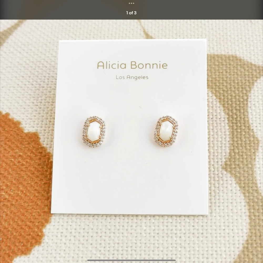 Alicia Bonnie Rose Gold Opal CZ Stud Earrings
